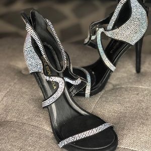 Black heels with Iridescent blue and silver